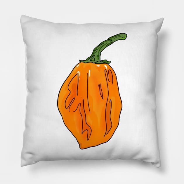 Habanero Orange Chili Pepper Pillow by MojoCoffeeTime