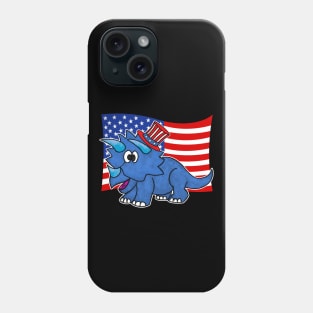 4th July Triceratops American Flag Dinosaur Phone Case