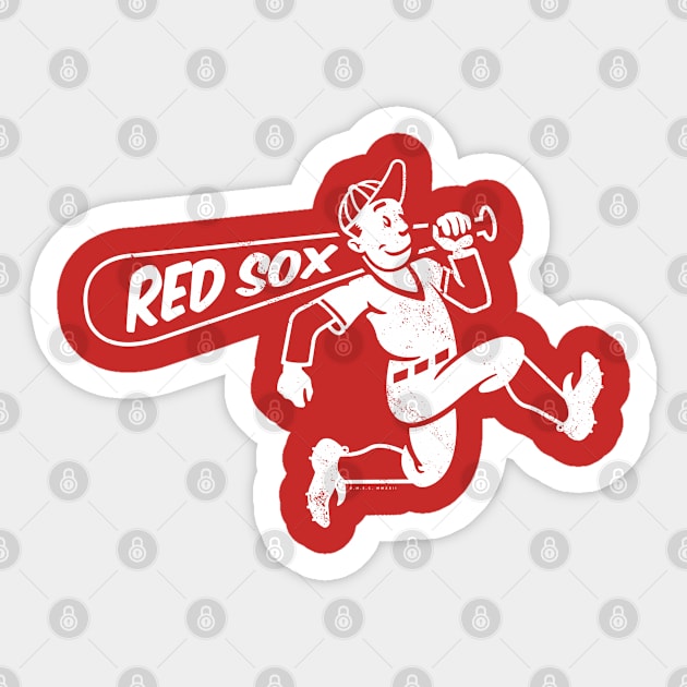 Vintage Running Baseball Player - Boston Red Sox (White Red Sox Wordmark) - Boston  Red Sox - Sticker