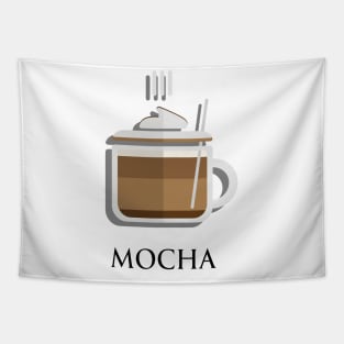 Hot Mocha coffee with whipped cream front view flat design style Tapestry