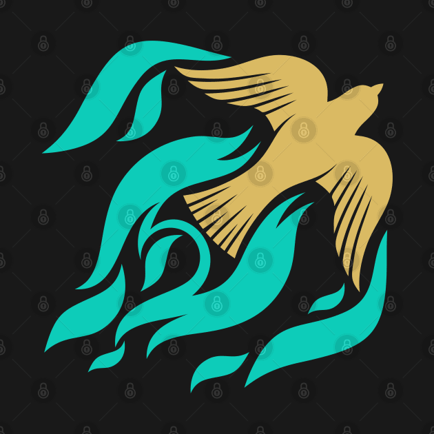 The dove and the flame of fire are symbols of God's Holy Spirit, peace and humility by Reformer