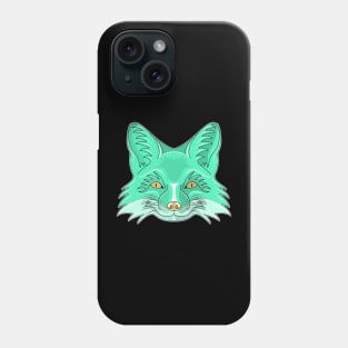 cyan fox face Phone Case