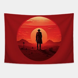 Sci-fi Gunfighter Sunset Tapestry