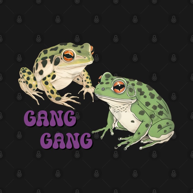 Gang Gang Frog Funny Cute Japanese Art Style Ukiyoe Meme Viral by GrooveGeekPrints