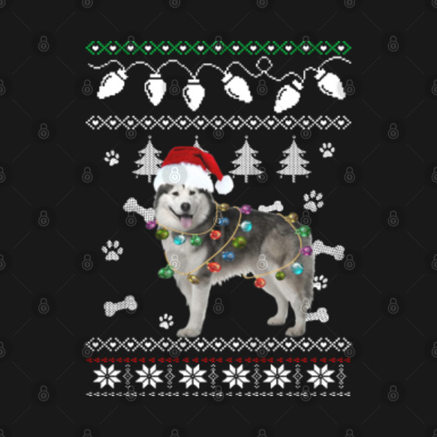 Discover HUSKY SIBERIAN Dog Santa Hat Ugly Christmas Sweater Happy Holidays Season - Merry Christmas Dog - Husky Dog - T-Shirt