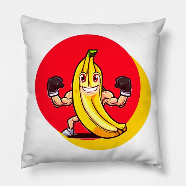 Cute muscle banana Pillow by ramith-concept