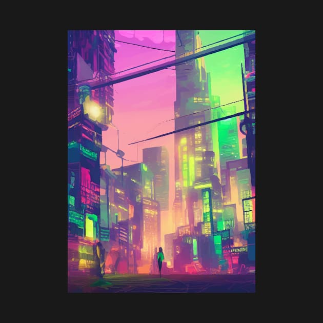 Japan Neon City Lights by jodotodesign