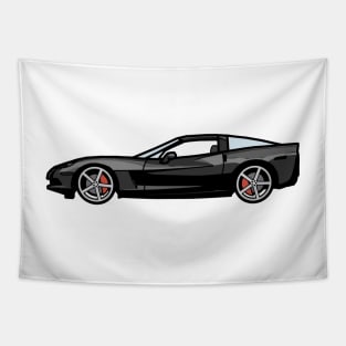 Chevrolet Corvette C6 Black Digital Painting Tapestry