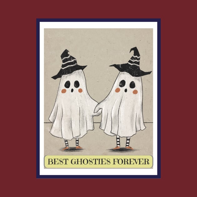 Best ghosties forever funny retro halloween best friends costumes saying by THESHOPmyshp