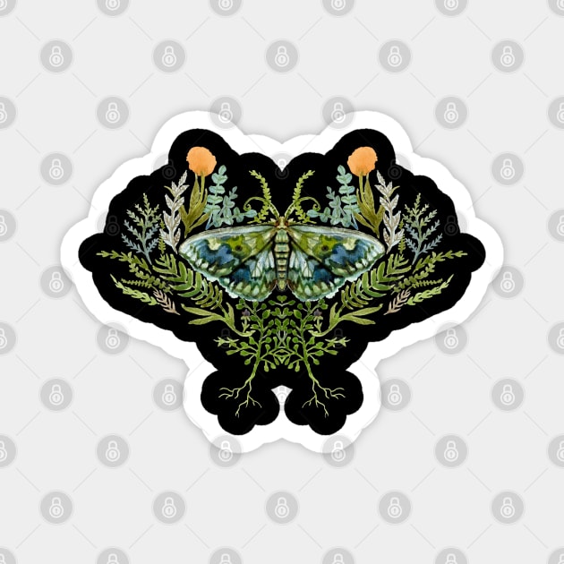 Moth with Plants Magnet by LEvans