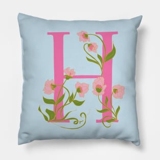 Hand drawn Flower Letter H Pillow