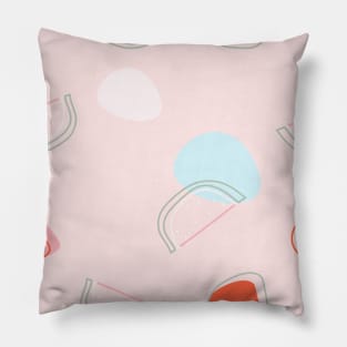 Abstract design and doodle watermelon slice with bones on pink background Pillow