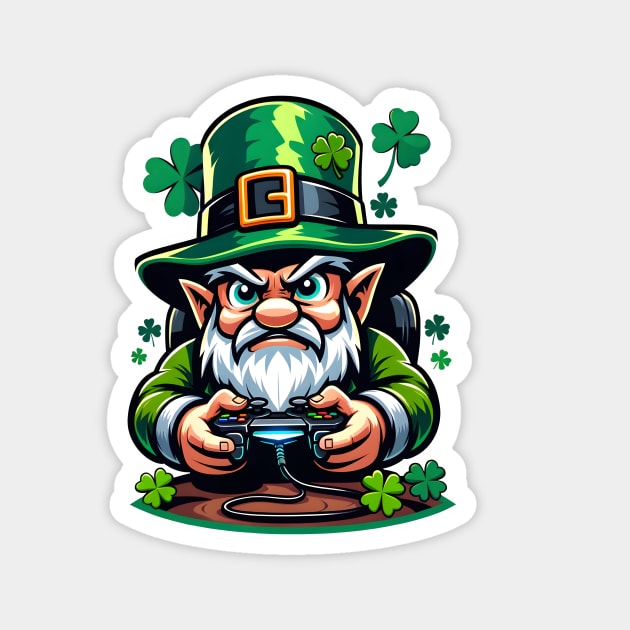 St. Patrick's Day Gamer Gnome Magnet by Luvleigh