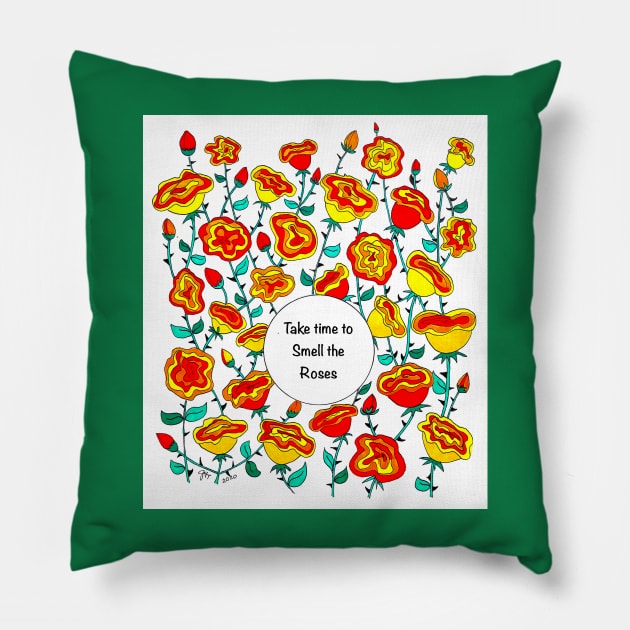 Smell the Roses Pillow by Laughing Cat Designs