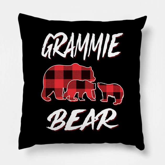 Grammie Bear Red Plaid Christmas Pajama Matching Family Gift Pillow by intelus