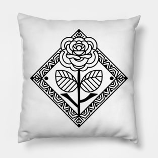 Line Art Rose 2 (Black) Pillow