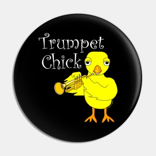 Trumpet Chick White Text Pin