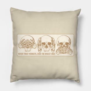 Three Wise Skulls Pillow