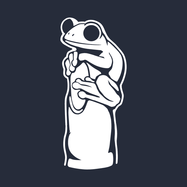 Small frog on a finger. Design for amphibian lovers by croquis design