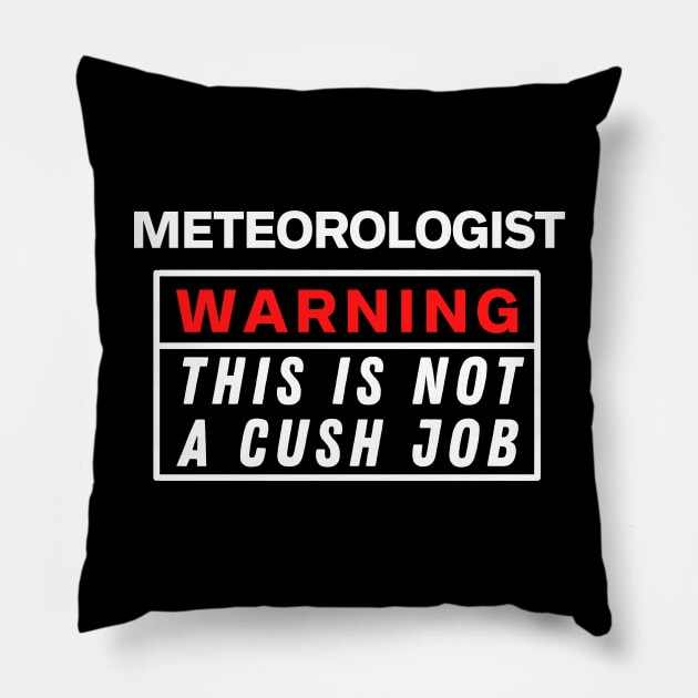 Meteorologist Warning this is not a cush job Pillow by Science Puns