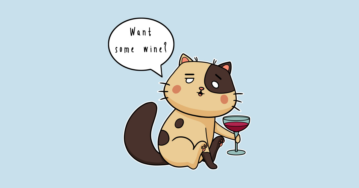 Cat With Wine Wine Cat Sticker Teepublic