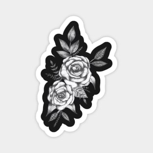 Dot work roses black ver. Magnet