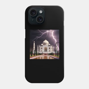 Iconic World Landmarks During A Thunderstorm : Taj Mahal India Phone Case