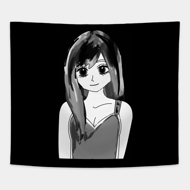 Black And White Anime Girl Cute Anime Tapestry Teepublic Asta dan yuno ditinggalkan di gereja yang sama pada hari yang sama. black and white anime girl cute