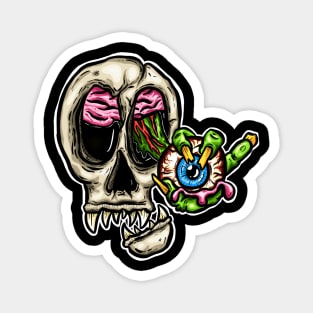 Skull Eyeball and Zombie Fingers Cartoon Logo Sticker Mascot Magnet