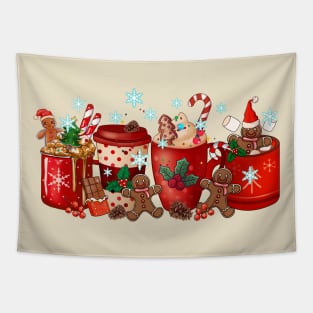 Christmas Candy Canes and Coffee Tapestry