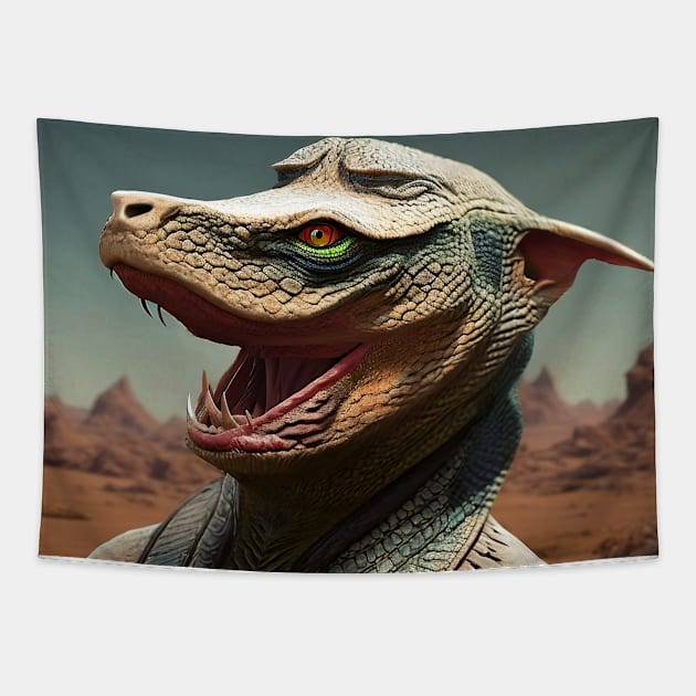 Reptilian Alien Tapestry by David Kincaid Art