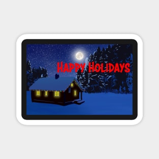 Festive Landscape Card: Happy Holidays Magnet