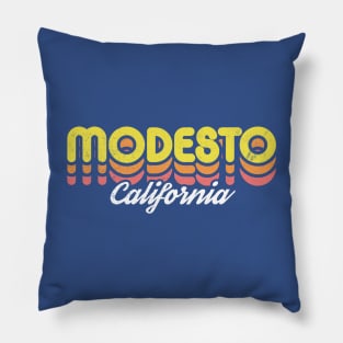 Retro Modesto California Pillow