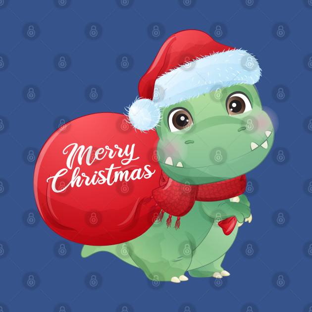 Disover Cute Christmas T Rex Dinosaur With Santa Hat - Christmas T Rex - T-Shirt