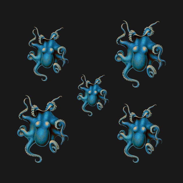 Vintage Octopus Set Blue Patina by aeolia