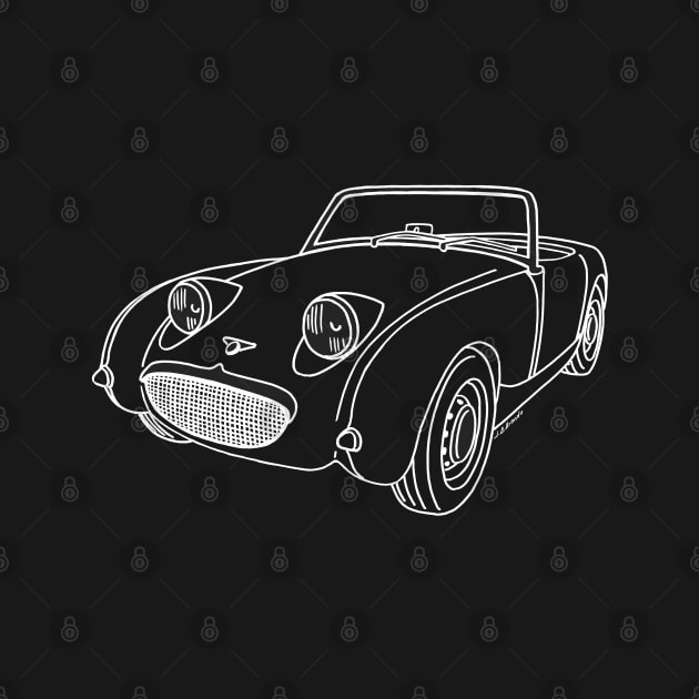 Classic Frogeye drawing in white, for medium and dark color Tees by jaagdesign