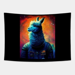 Cute Llama In Spacesuit Tapestry