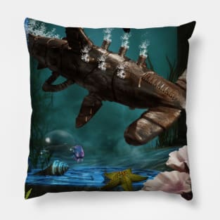 Awesome steampunk hammerhead shark Pillow