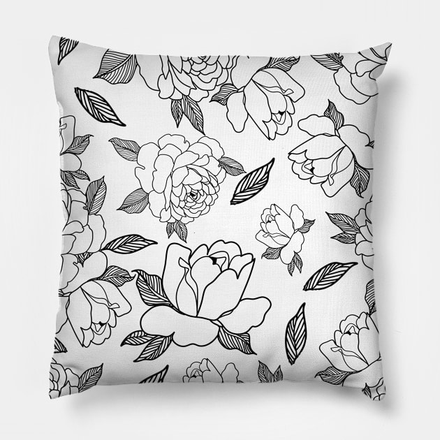 Patern black roses Pillow by Eshka