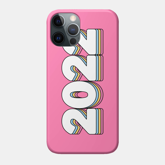 Year 2022 Happy New Year Retro Vintage Pink Yellow Blue - 2022 - Phone Case