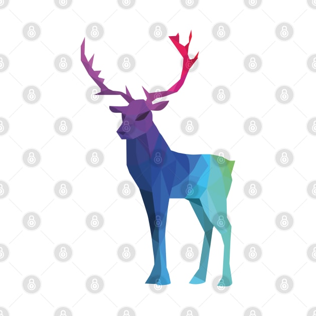 Rainbow Low Poly Deer by shaldesign