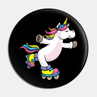 Unicorn as Inline Skater with Inline Skates Pin