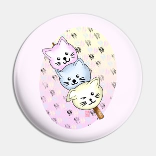 cute cat mochi on a stick Pin