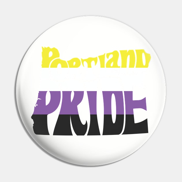 Portland Pride Festival - Non-Binary - Oregon Silhouette - No BG Pin by LaLunaWinters