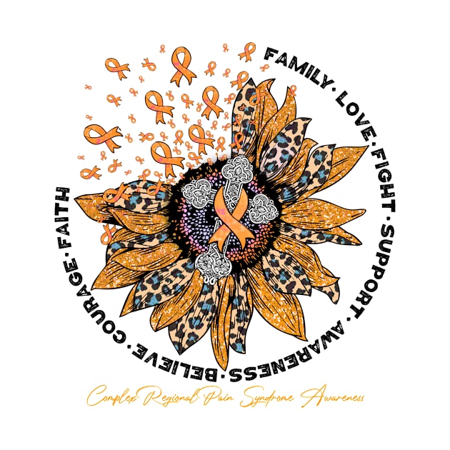 Complex Regional Pain Syndrome Awareness - leopard sunflower cross faith love family by vamstudio