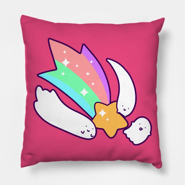 Pastel Shooting Star Ghosts Pillow by saradaboru