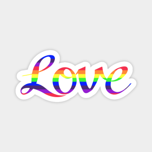 Love Script Rainbow Colors Stripes Magnet