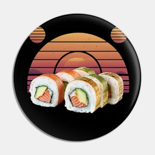 Retro sushi with vintage sunset for sushi lovers Pin