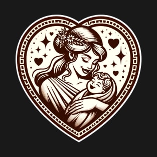 Vintage Motherhood Love Heart Symbol of Maternal Affection T-Shirt