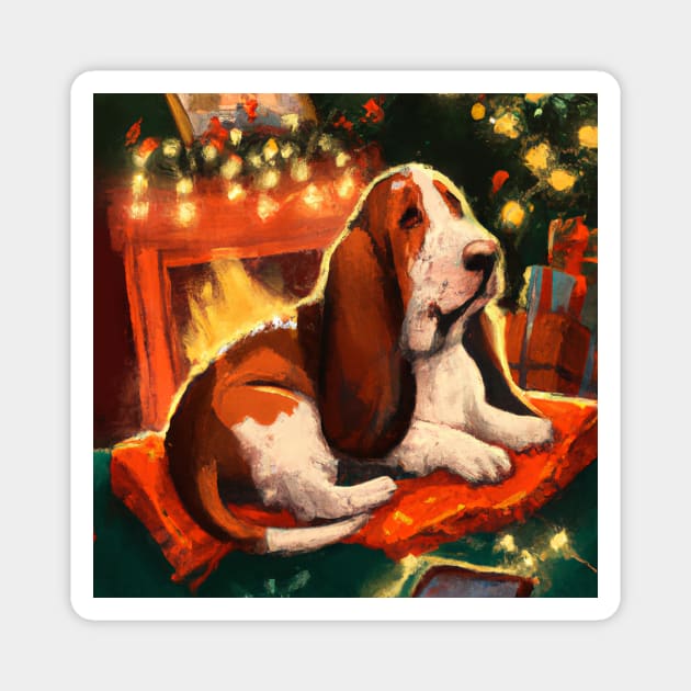 Cute Basset Hound Drawing Magnet by Play Zoo